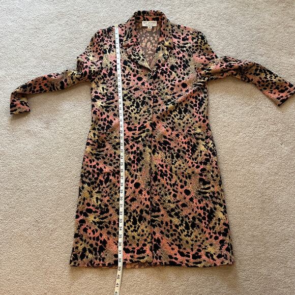 St. John Collection Santana Knit Leopard Print Sweater Coat Size 12 Old Money - Picture 10 of 10